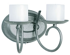 Double Arm Antique Pewter Flameless Wall Sconce